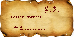 Hetzer Norbert névjegykártya